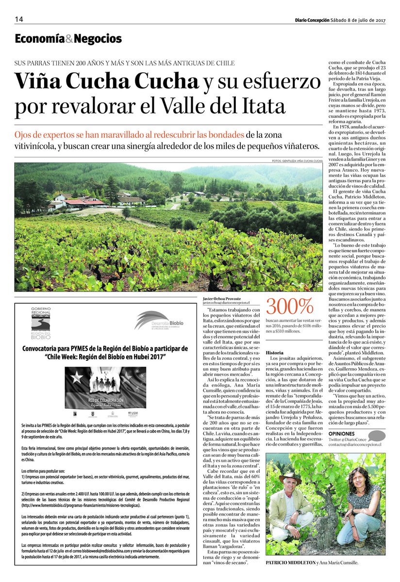 Viña Cucha Cucha y el esfuerzo por revalorar el Valle del Itata en <a href="/DiarioConce/">Diario Concepción</a> #ValleDelItata #OrigenDelVinoChileno
diarioconcepcion.cl/edicionimpresa…