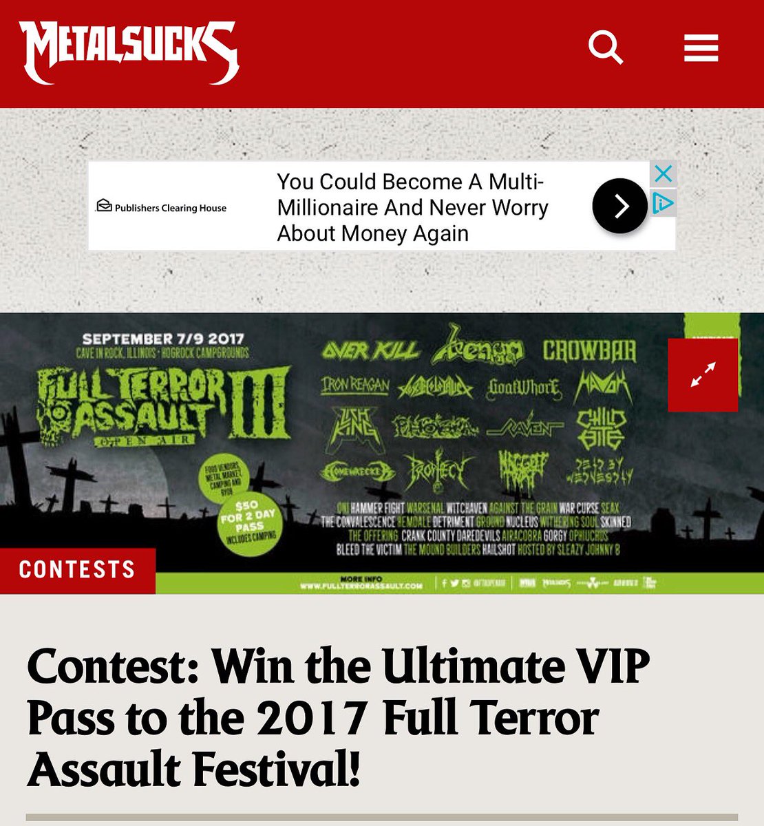 FullTerrorAssault (@ftaopenair) on Twitter photo Check out or fb for a chance to win a free VIP PASSfor you and a friend! #ftaopenair <a href="/metalsucks/">MetalSucks</a> Check out or fb for a chance to win a free VIP PASSfor you and a friend! #ftaopenair <a href="/metalsucks/">MetalSucks</a>