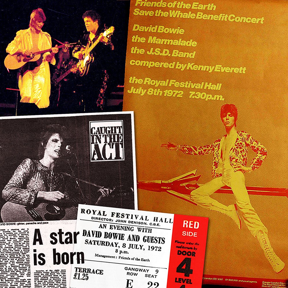 DavidBowieReal's tweet photo. On July 8 1972 Bowie introduced Lou Reed to the British stage for his historic Friends of the Earth show at the RFH: https://t.co/jSFytatQVC https://t.co/ibYseIjrm5