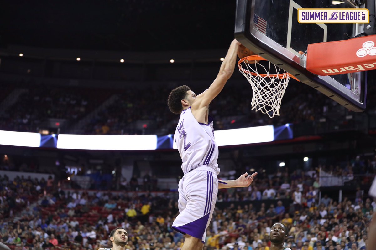 Lakers's tweet photo. Throwing down for the triple-double #LakersSummer https://t.co/Sd4AmXlGgi
