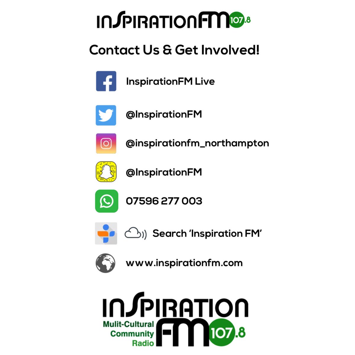 InspirationFM's tweet image. RT @InspirationFM: Contact Us &amp;amp; Get Involved!
Inspiration FM is social on all major platforms. 
Don&apos;t be shy ;)