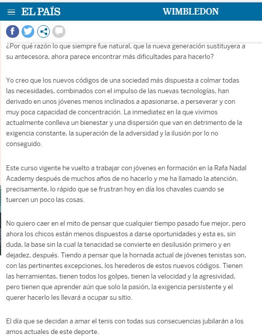Esto de Toni Nadal en El País. Y quien dice tenis, dice cualquier cosa.