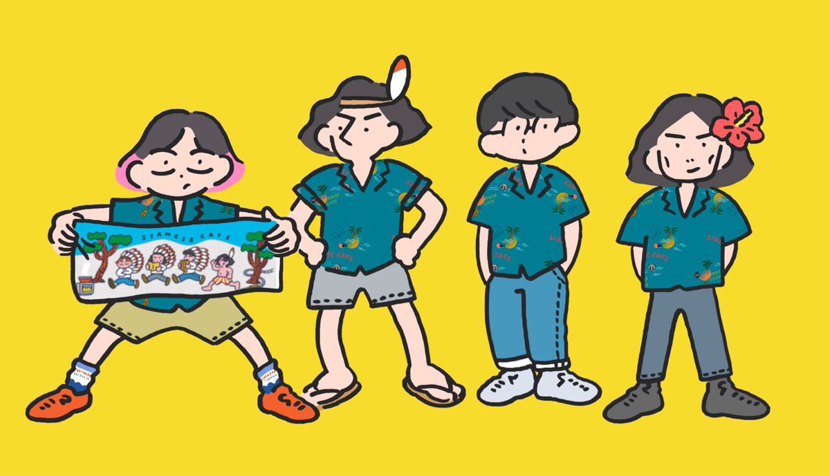 日向山葵 Pa Twitter シャムキャッツのニューグッズ作らせて頂きました アロハシャツとスポーツタオルです 本日より販売開始した様です アツい