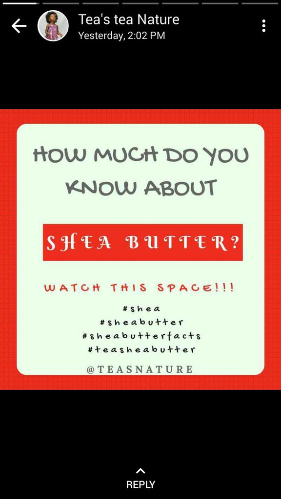 TeasSheaButter's tweet photo. How Much do you know about #SheaButter?

We'll be dishing out information abt Shea Butter soon

Watch this space! https://t.co/uIJOJlmtN9