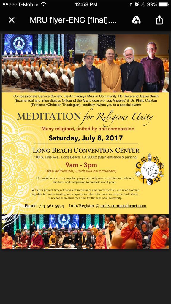thechinomosque's tweet photo. Great interfaith show of unity in Long Beach today. Thanks to Compassionate Services Society for hosting a great event. @TrueIslamUSA https://t.co/Qt4MCoefJV