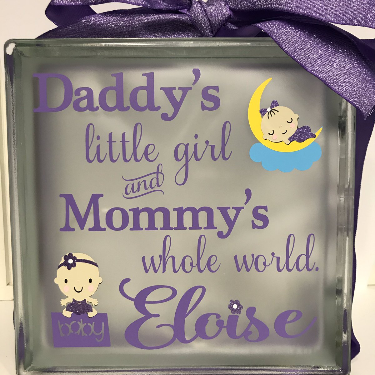 AnneVinylCreate's tweet photo. Baby shower gift nightlight personalized match the nursery.  #nursery #glassblock #nightlight #personalize #cricut https://t.co/lpPz3fbetn