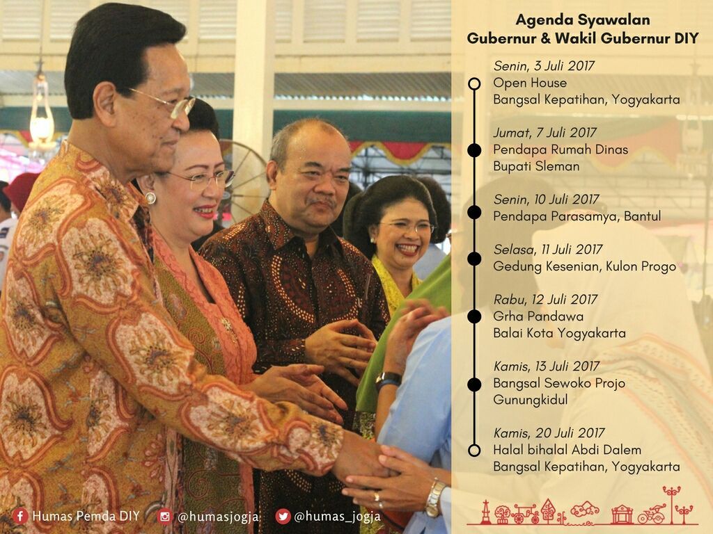 humas_jogja's tweet photo. Berikut ini agenda Syawalan Gubernur dan Wakil Gubernur DIY. Monggo hadir dengan tertib dan teratur nggih 🙏 https://t.co/KQeRVkhQHm