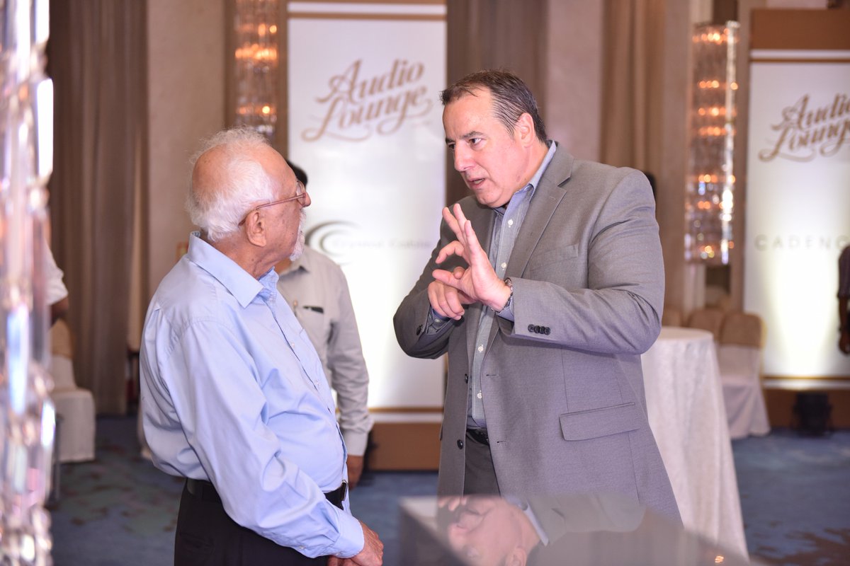 AudioLoungeIND's tweet photo. Michael McCormick unveils the magic of Audio Lounge to a guest at last evening's function. https://t.co/FyIyeXWLBF