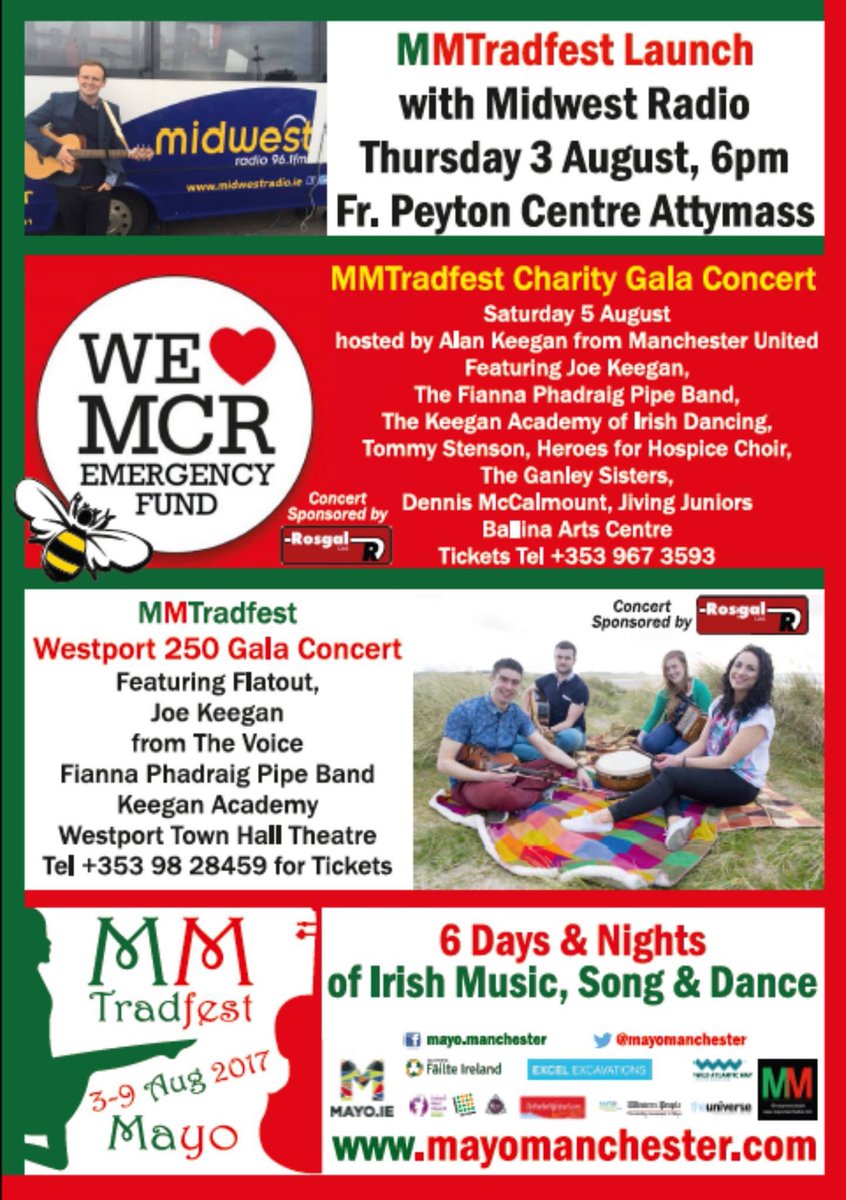 MayoManchester's tweet image. You can now pick up #MMTradfest brochures for our festival 3-9 August in #Mayo from @Irelandwest @ChamberBallina @MayoNorth @ballinafestival