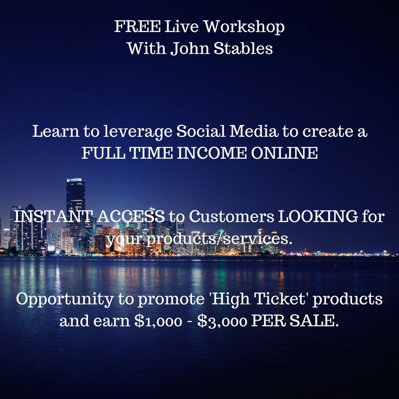 Going LIVE with John Stables

FREE Workshop / Business Opportunity / Entrepreneur Portal

CLICK HERE - Twitter.MoneyMasterclass.com