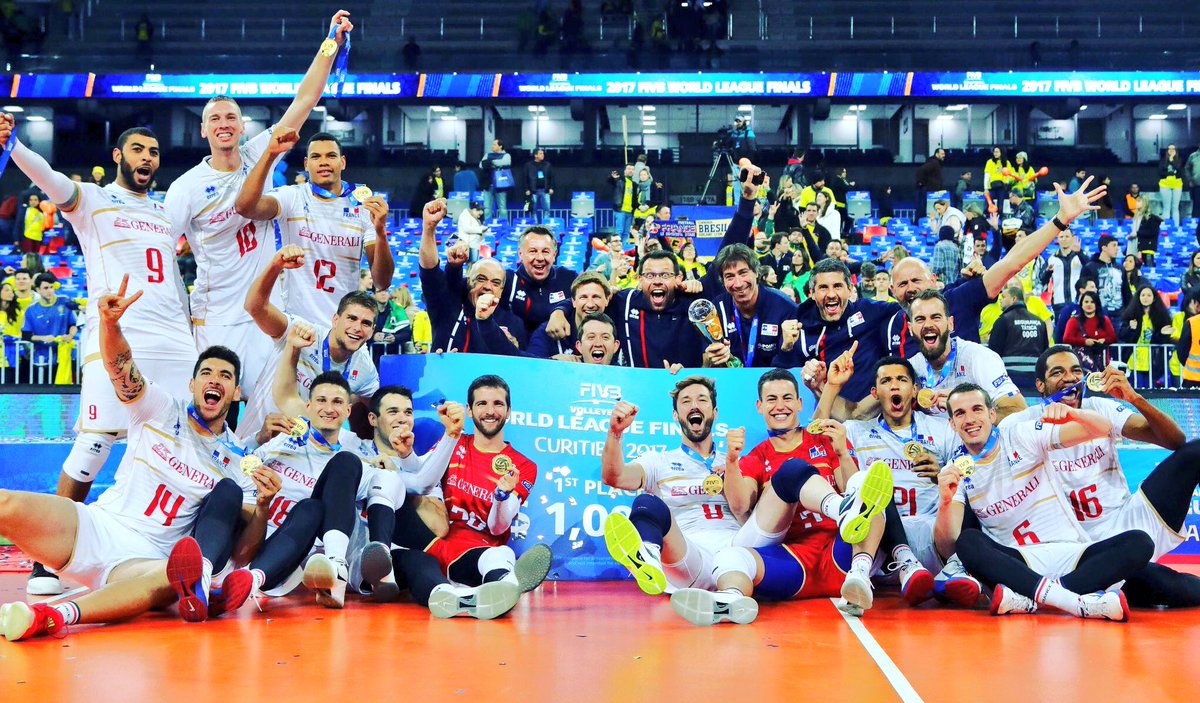 Paris2024's tweet photo. Bravo #TeamYavbou au sommet du #volleyball mondial 🏆 Congrats @FFvolley #FIVBWorldLeague champions 🏐 #ReadyFor24 with #Paris2024 🙌😉 https://t.co/BopuNy35yB