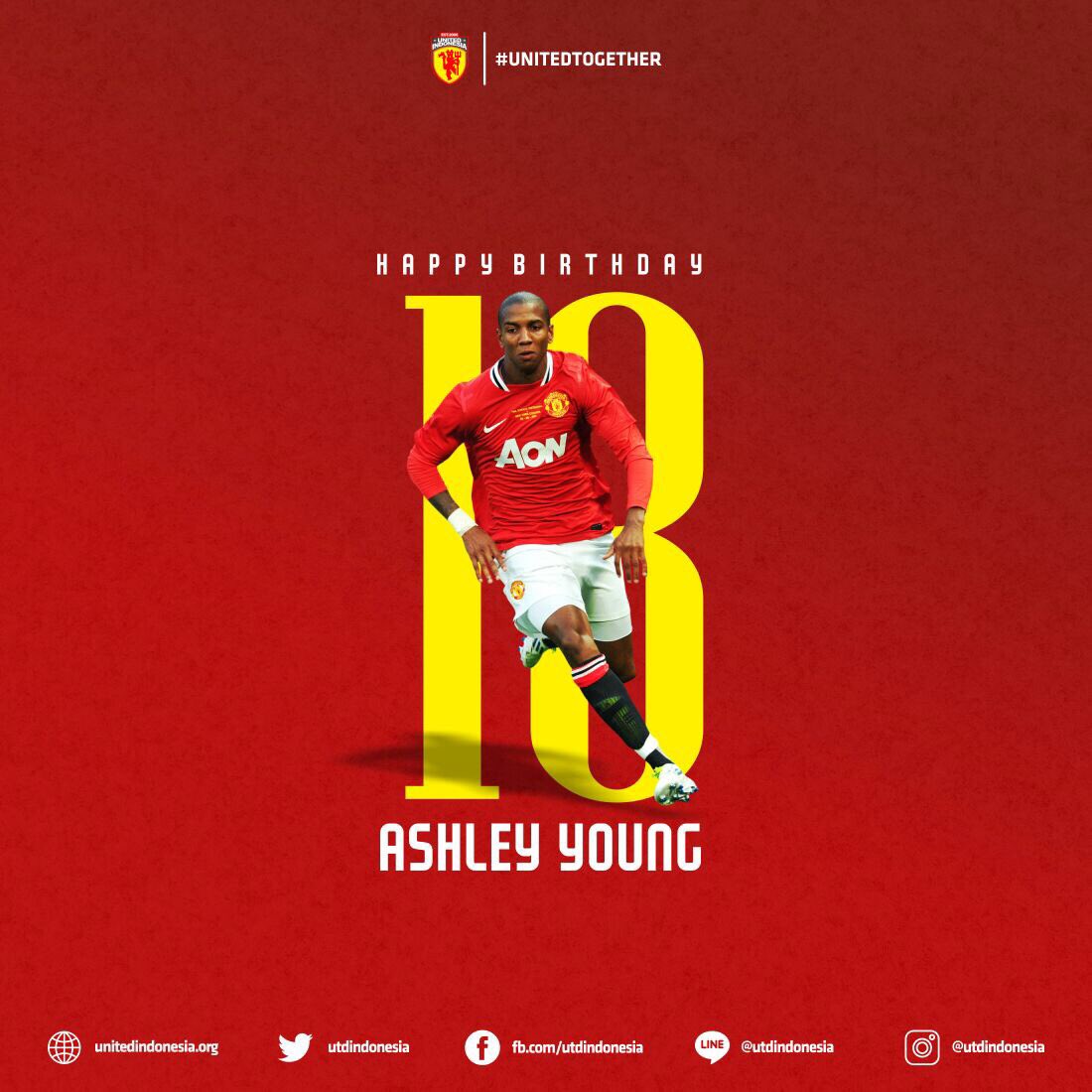 Happy birthday Ashley Young! Wish you all the best from Indonesia.  