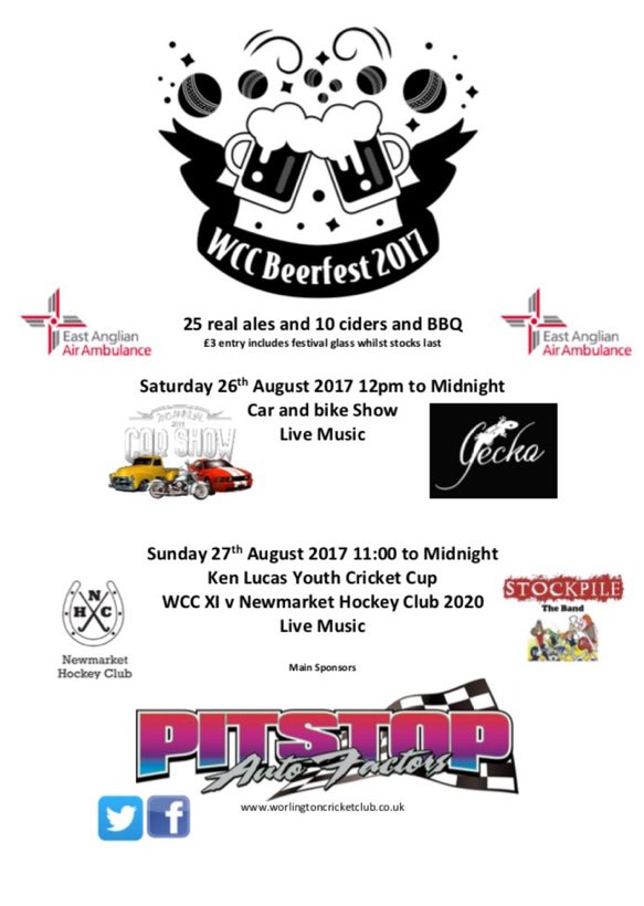 Worlybeerfest's tweet photo. @NKTJournal @buryfree please RT raising money for @EastAngliAirAmb #realale #carandbikeshow #charity #cricket #cider #beerfestival https://t.co/lQE2wF22q2