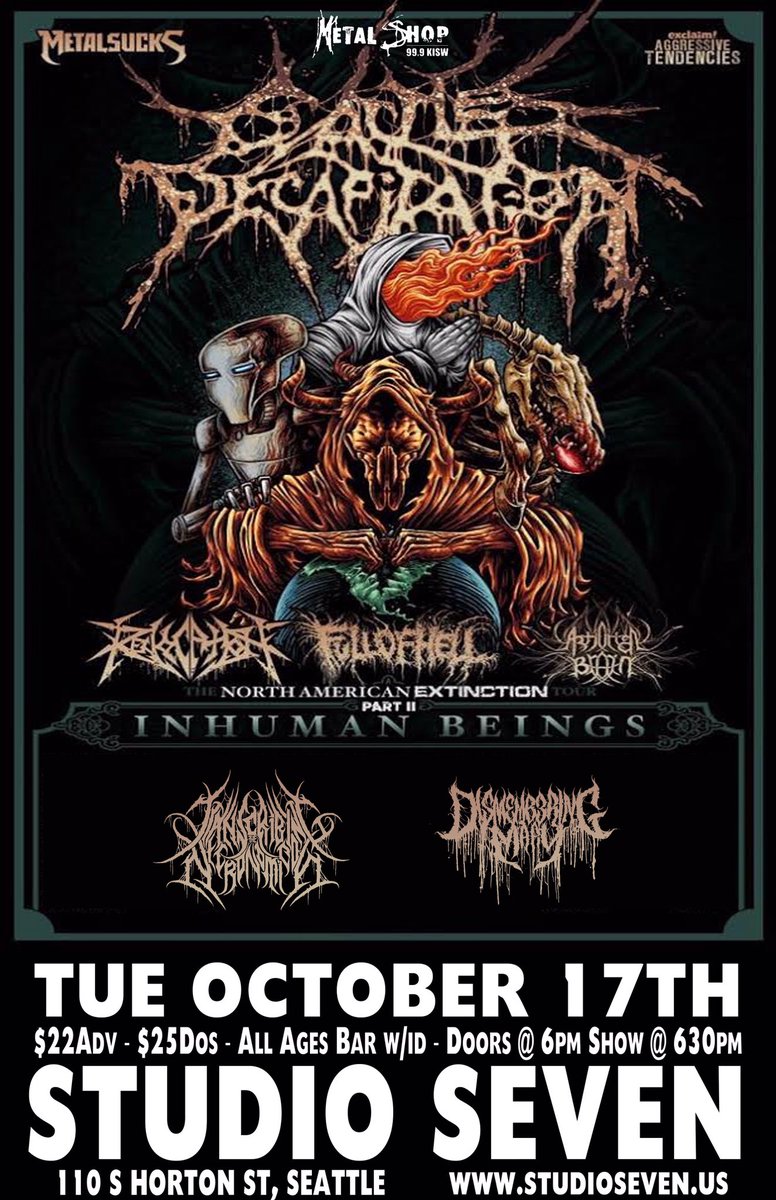 Don't forget to hit us up for tickets for these bad boys #dismemberingmarywa #thyartismurder #decapitated #cattledecap