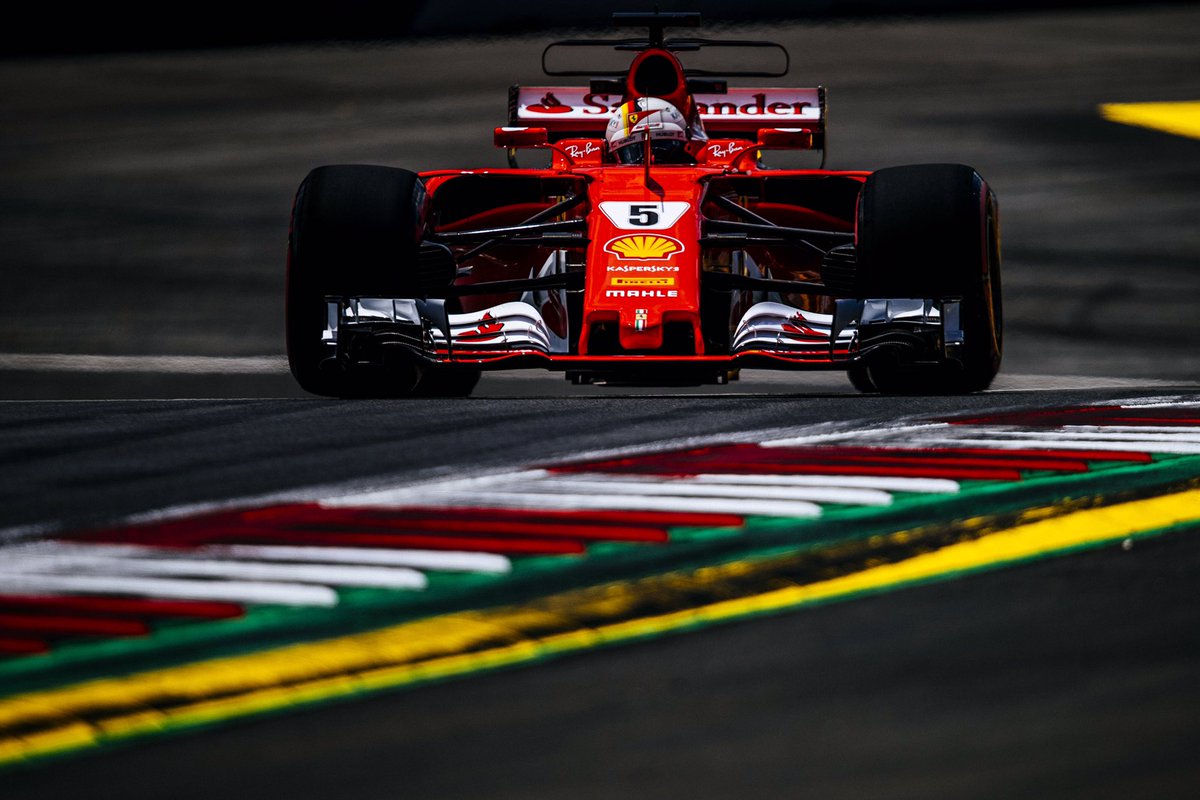 ScuderiaFerrari's tweet photo. #Seb5 very strong P2! #Kimi7 P5 great team work #AustrianGP #ForzaFerrari https://t.co/DhVo2w4Y1c