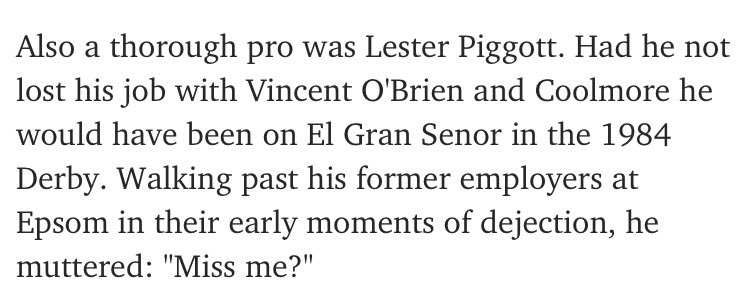 dashmeshstud's tweet photo. The great Lester #Piggot was a man of few words, so when he spoke.... https://t.co/clYYrMgW3B