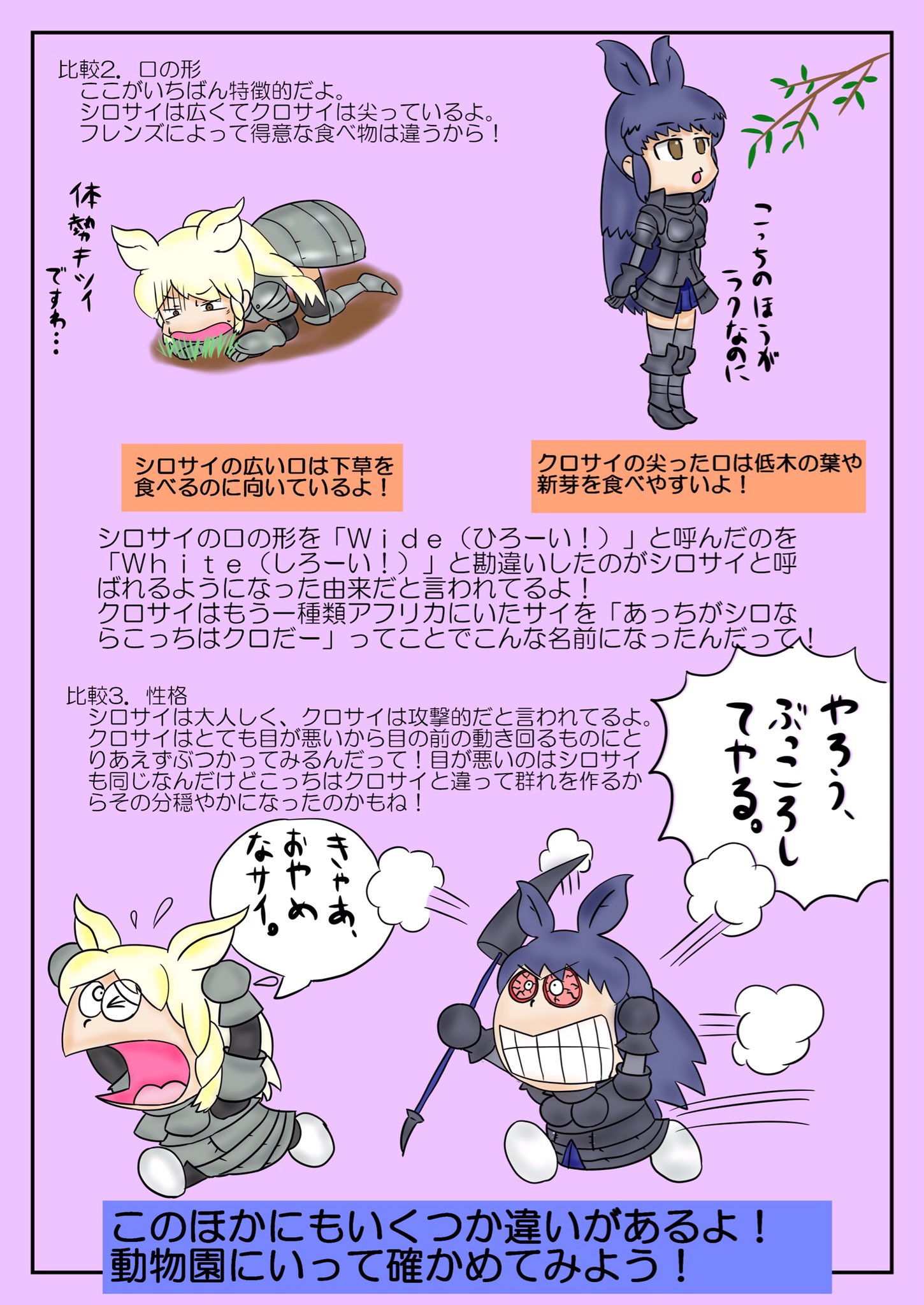 だしまき シロサイとクロサイの違いを理解するのだ けものフレンズ シロサイ クロサイ だしまき シロサイとクロサイの違いを理解するのだ けものフレンズ シロサイ クロサイ