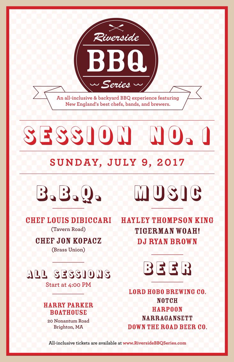 Today! <a href="/RiversideBBQ_/">Riverside BBQ Series</a> w/ Hayley Thompson-King <a href="/TavernRoad/">Tavern Road</a> @BrassUnion <a href="/TigermanWOAH/">Tigerman WOAH</a> <a href="/DJRyanBrown/">DJ Ryan Brown</a> tickets going fast.