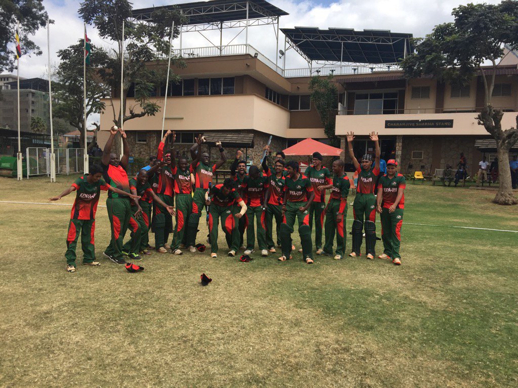 jackiejan786's tweet photo. Under 19 Team Kenya celebrating after qualifying for the cricket World Cup! Well done boyz!!! https://t.co/1gF1gADXEb