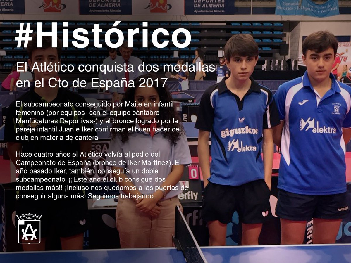 Las dos medallas en Almería cierran nuestro balance de la temporada. #Histórico. El tenis de mesa donostiarra seguriá trabajando. ¡Vamos! 🏓