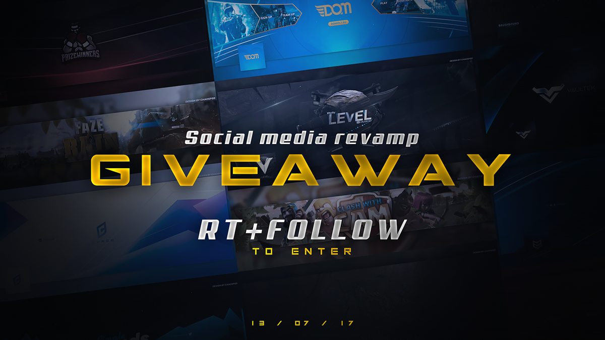 ChaosPSD's tweet photo. Twitter/YouTube revamp giveaway.

Rt and follow to enter.

The winner will be chosen on July 13th https://t.co/IIxAXPkMiv