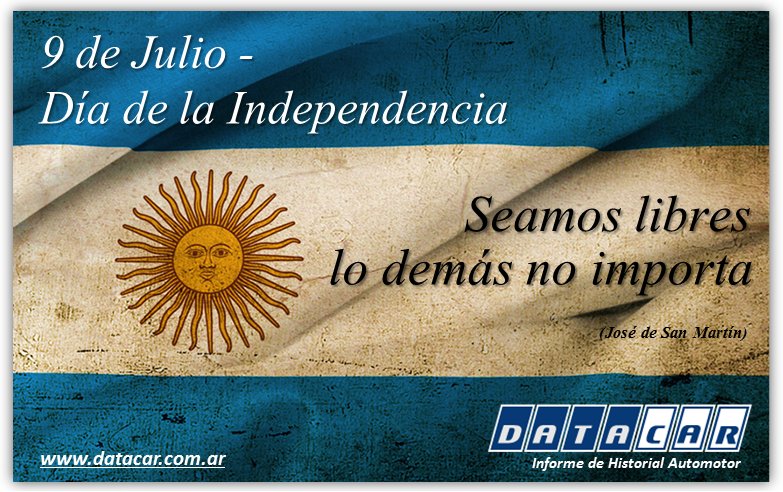 #9DeJulio #DiaDeLaIndependencia #Argentina #VivaLaPatria 
Averiguá todo lo que necesitas de tu próximo auto usado datacar.com.ar