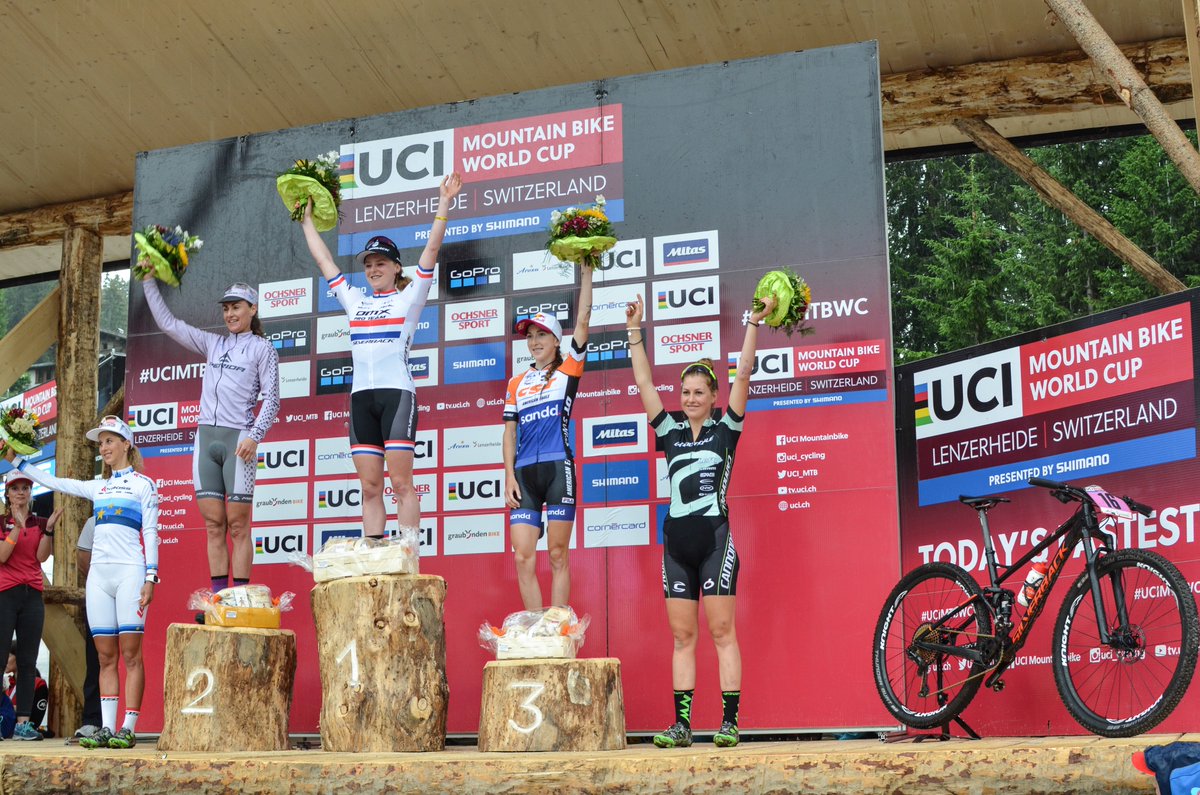 OMXProTeam's tweet photo. Hugs, flowers and champagne showers! 

So many people delighted to see @AnnieLast1 take World Cup victory today. So well deserved! https://t.co/lzSjQ7OS75