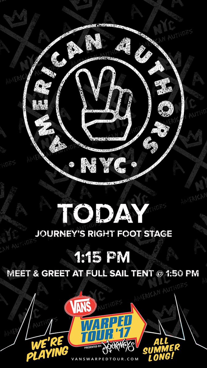 aauthorsmusic's tweet photo. HELLO WE ARE IN CT AND PLAY AT 1:15 pm! #vanswarpedtour #earlyset https://t.co/I4I1GcorXH