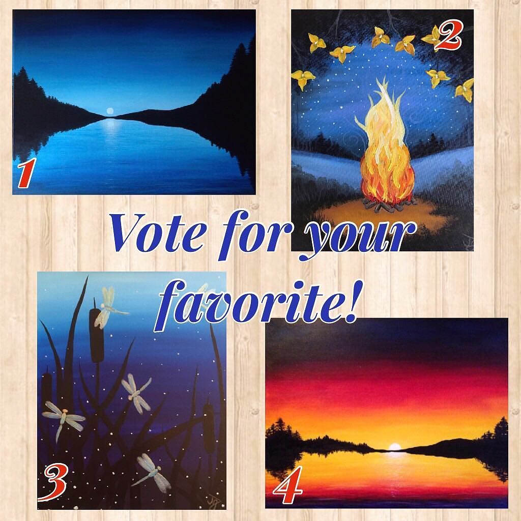 BlueJayCC's tweet photo. Vote for which painting we'll be making at the next North Country Saloon Paint &amp; Sip on July 25th! 
… https://t.co/IBQUIb49RB https://t.co/LRtrqVCNSL
