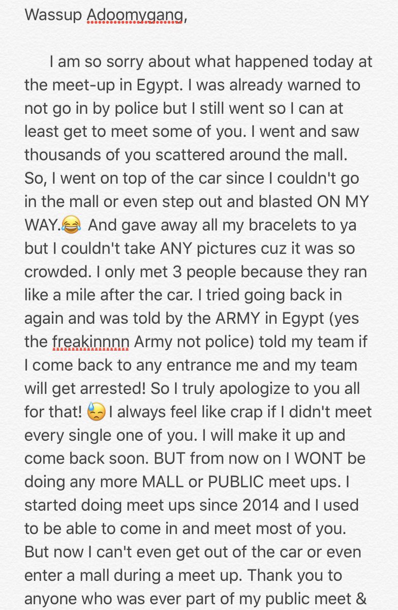 omgAdamSaleh's tweet photo. Thank you for all the amazing memories during my public meet ups since 2014!! I love you ❤ ADOOMYGANG ����🏼 all day.. every day! https://t.co/ZlBPci7yn0