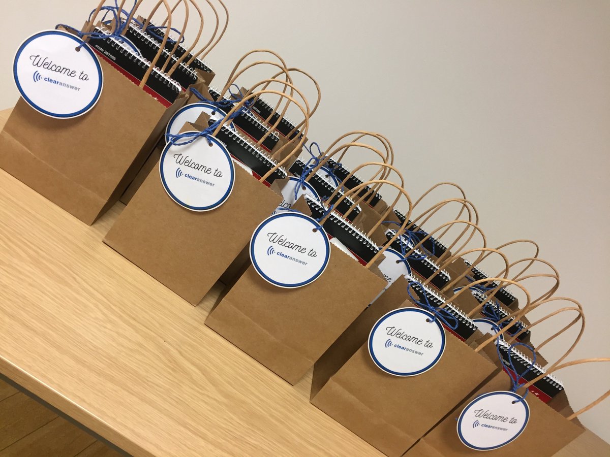 ClearanswerUK's tweet photo. All ready for our new starters who will be kicking off our new campaign tomorrow! Enjoy those goody bags!!! #newjob #clearanswer https://t.co/L8bCGdR4ME