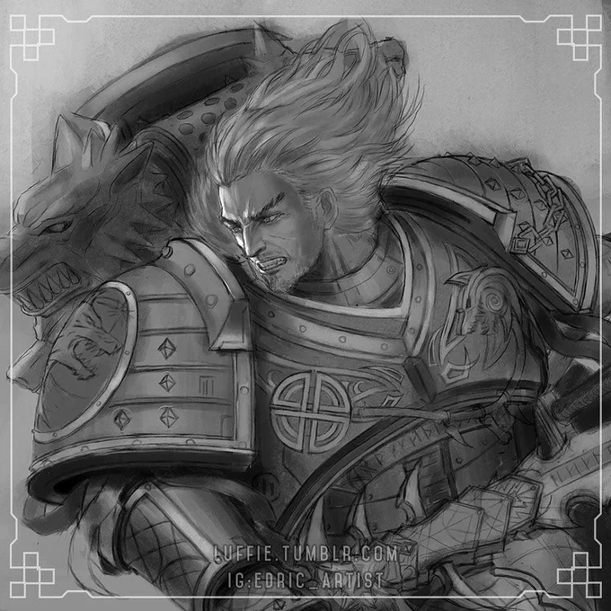 A sketch of the Wolf King ?
.
Something that I did over the weekend, a sketch of Leman Russ, The Wolf King from Wa… https://t.co/ZjaFQgEyXg 