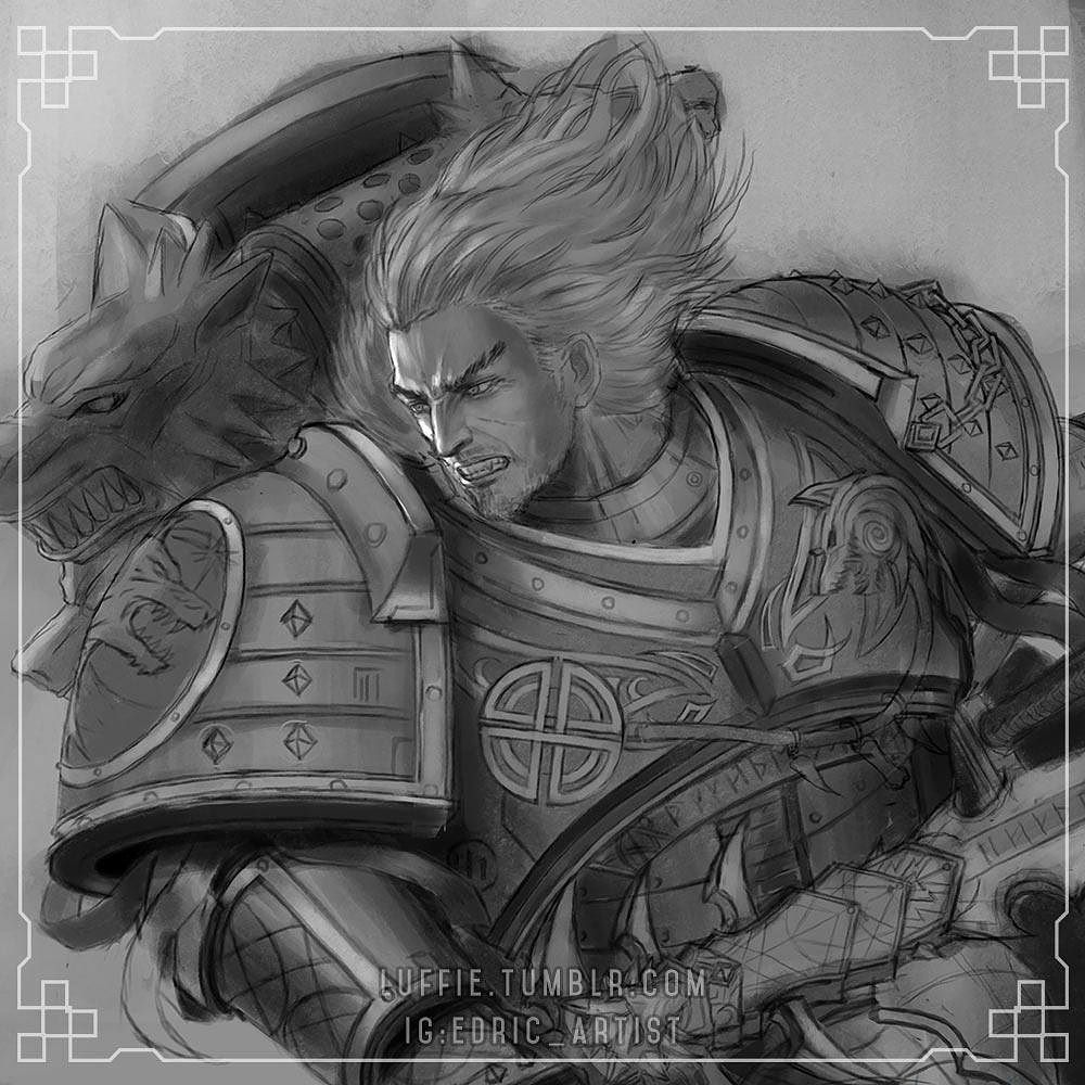 A sketch of the Wolf King ?
.
Something that I did over the weekend, a sketch of Leman Russ, The Wolf King from Wa… https://t.co/ZjaFQgEyXg 
