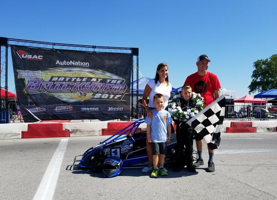 HondaRacing_US's tweet photo. The highlight of the @USACNation Quarter Midget #BattleoftheBrickyard event? The winner presentations! #RedRookie https://t.co/XRzCBttOwF