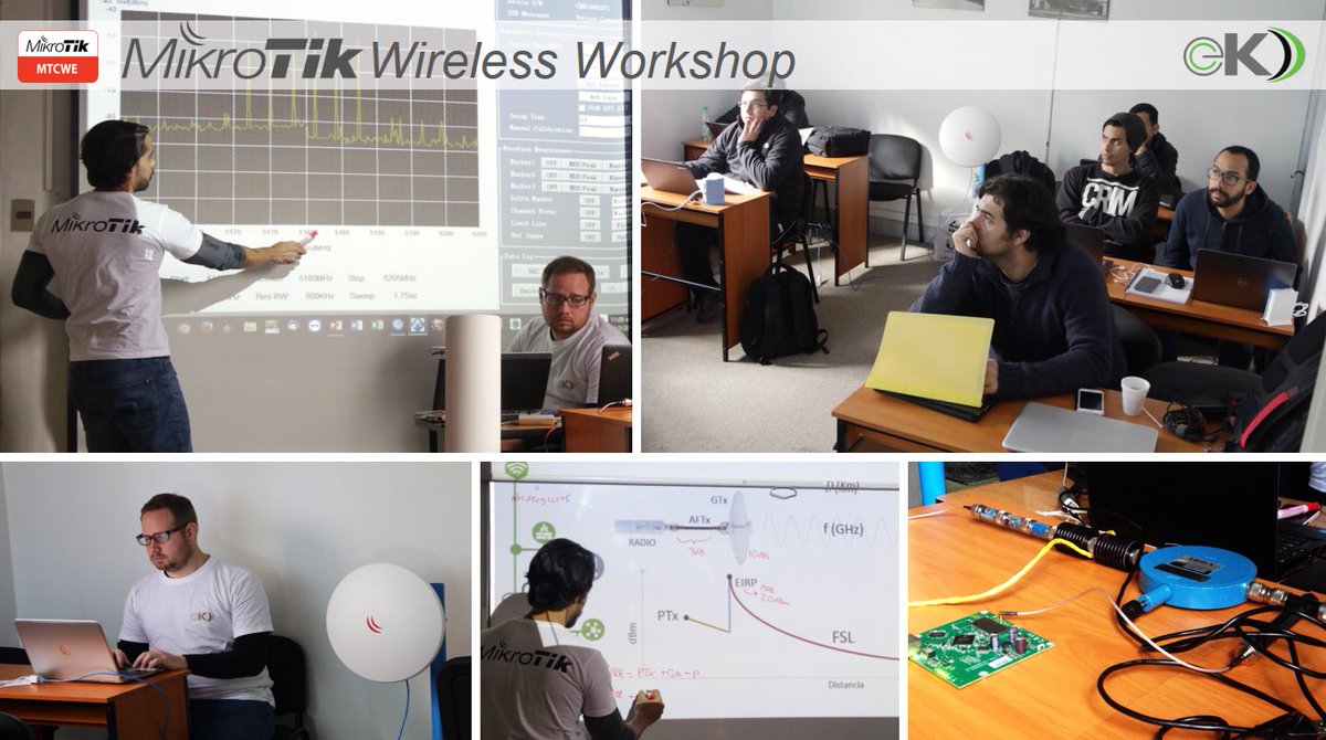 #MTCWE #Mikrotik Novedoso WirelessWorkshop en Santiago. CálculoRadioenlace Modulación MCS Sensibilidad Espectro Throughput 802.11N y más..