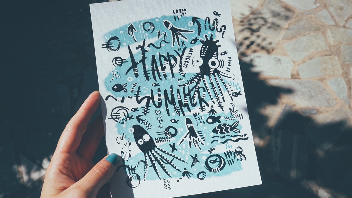 megazem's tweet photo. I Wish You A Happy Summer! #octopus #postcard #summer 
https://t.co/eTVDMWyF6W https://t.co/IazGTcbjyN