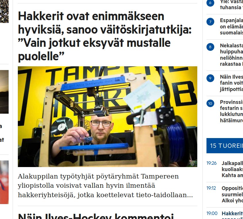 "Hakkerit ovat enimmäkseen hyviksiä, sanoo väitöskirjatutkija" #Phd  aamulehti.fi/ihmiset/hakker…