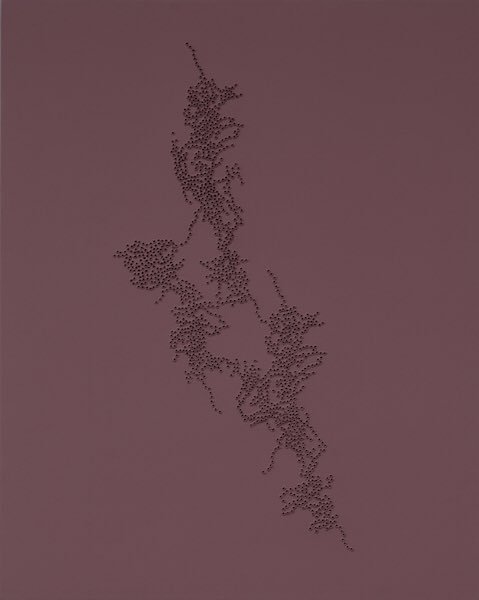 231Maujer's tweet photo. "Inscape Series (Freeform #1, Muted Plum), punctures with matte acrylic on canvas, by Taney Roniger. Last day: https://t.co/vSOQcz1aCC https://t.co/eunERwDHcm