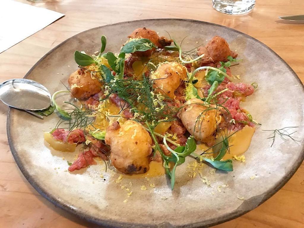 chrishei's tweet photo. Napa Valley Lamb Tartare @theprogress_sf | sesame tahini-spicy chili oil, bronze fennel, potato fry bread // #heig… https://t.co/0F5vvVnZ8M https://t.co/rUQb3nslYn