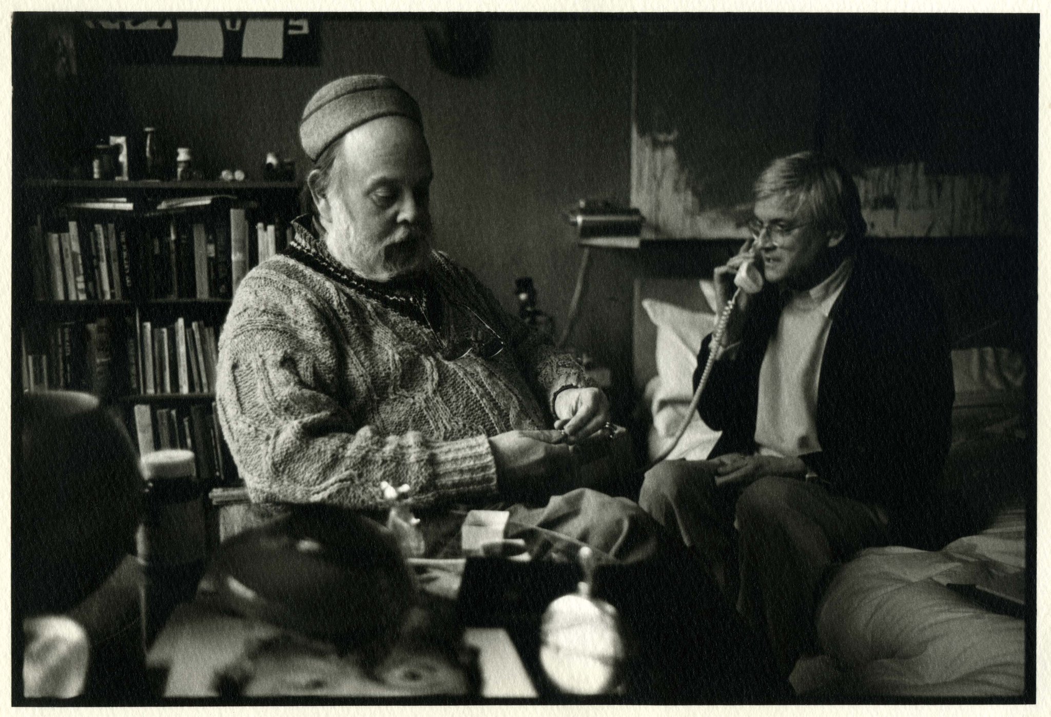 Happy Birthday David Hockney, with Henry Geldzahler, photo by Ray Charles White, 1988 