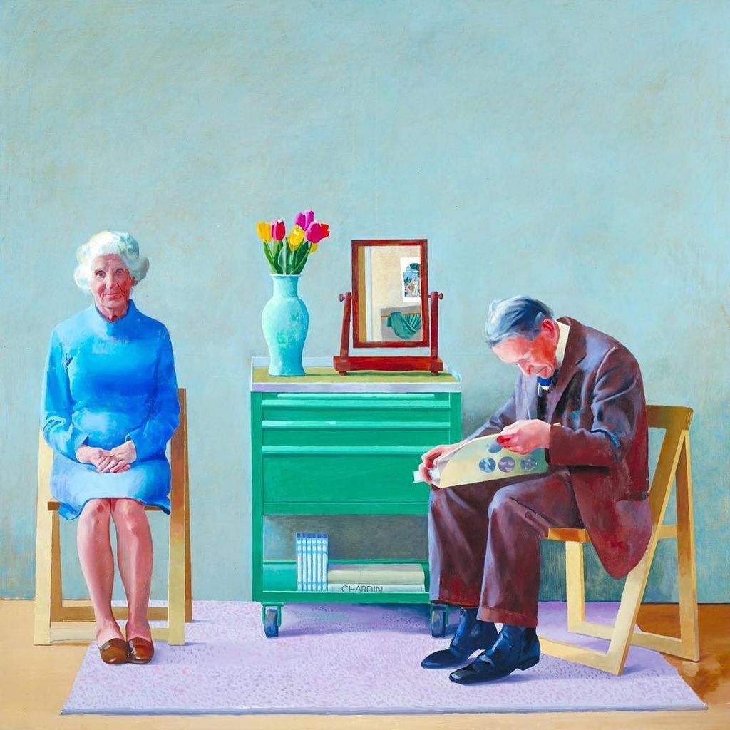 Happy Birthday to painter David Hockney, born in 1937.  My Parents, 1977.  