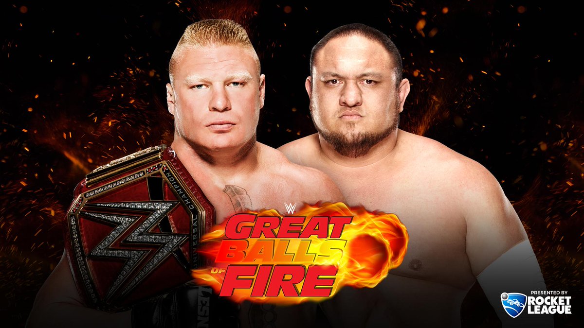 TONIGHT at <a href="/WWE/">WWE</a> Great Balls of Fire pay-per-view, <a href="/SamoaJoe/">Samoa Joe</a> takes on <a href="/BrockLesnar/">Brock Lesnar</a> for the #UniversalTitle! #WWEGBOF wwe.com/shows/great-ba…