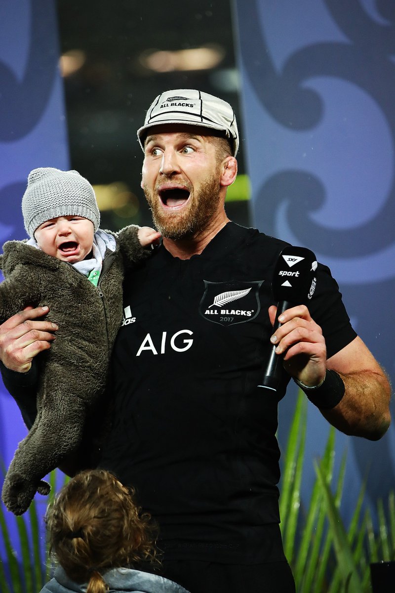 TOP 10 PICS OF #LionsNZ2017

9: Kieran Read reacts as his son his heard over the microphone at Eden Park following the third Test.
