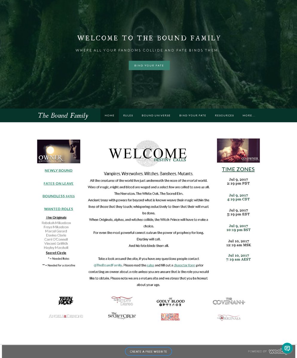 TheBoundFamily's tweet image. Your destiny calls, #BoundSite is live today! Take control of your fate! Multi-fandom, single verse. goo.gl/rJrjus 

RT Please