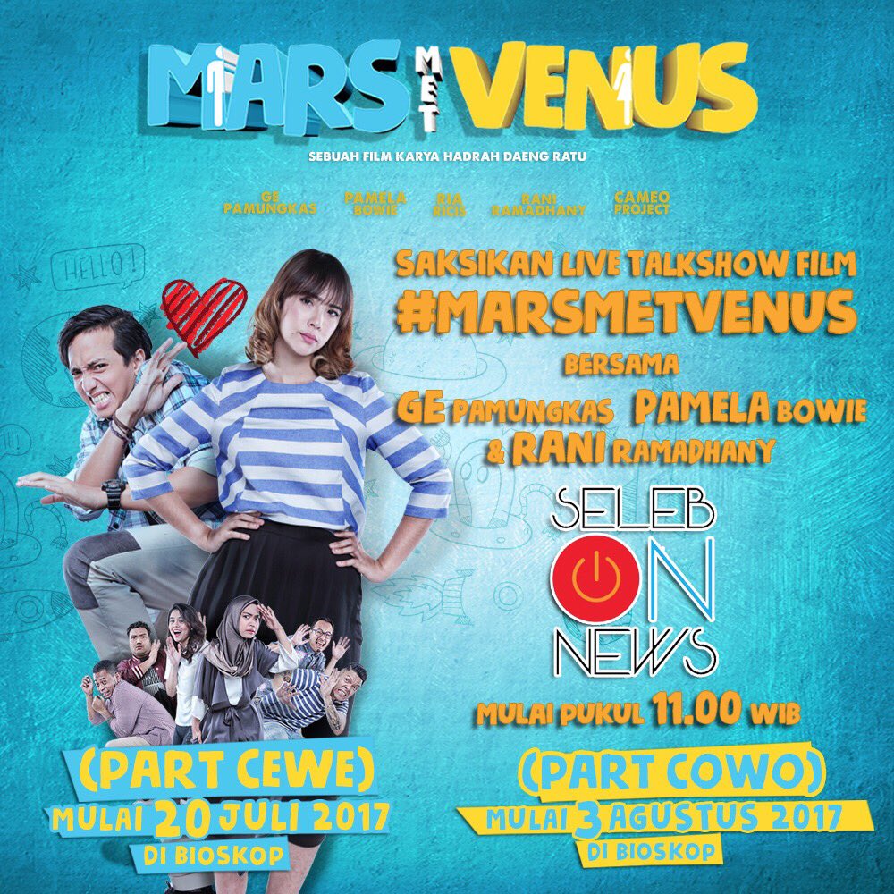 Saksikan live talkshow Film #MarsMetVenus di @selebonnews_mnctv LIVE looh hanya di <a href="/officialmnctv/">Official MNCTV</a> 
.
.
#MarsMetVenus #FilmMarsMetVenus