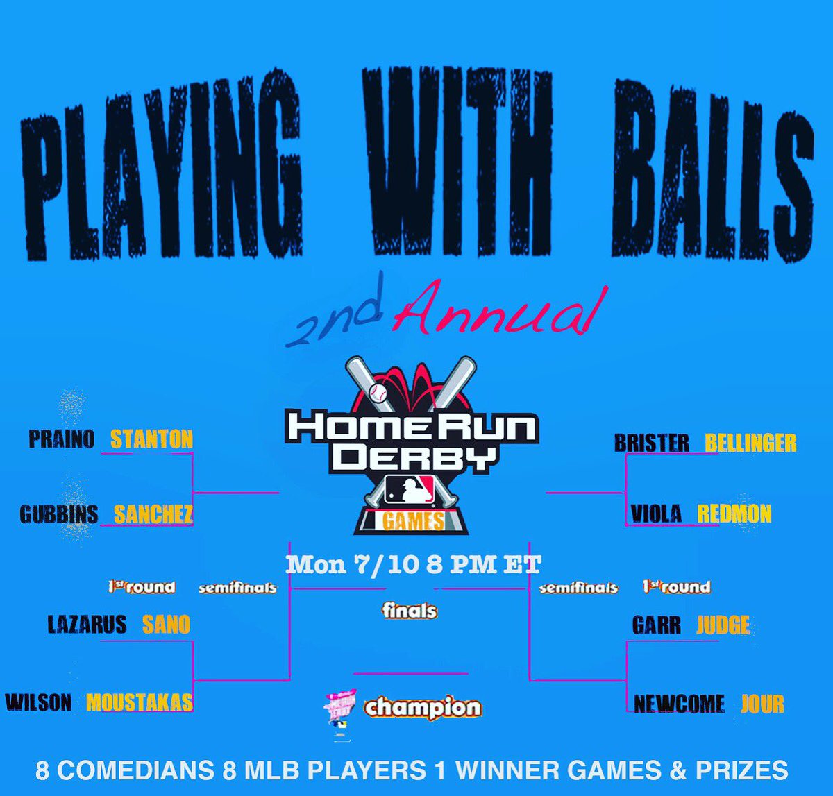 Playing_W_Balls's tweet photo. Tomorrow, 8 ET tune into PWB on FB, Twitter &amp; Insta live for our 2nd annual comedian HR derby games! 8 players, 1 winner, games &amp; more! 🏆⚾️ https://t.co/xkHAWVGuBk