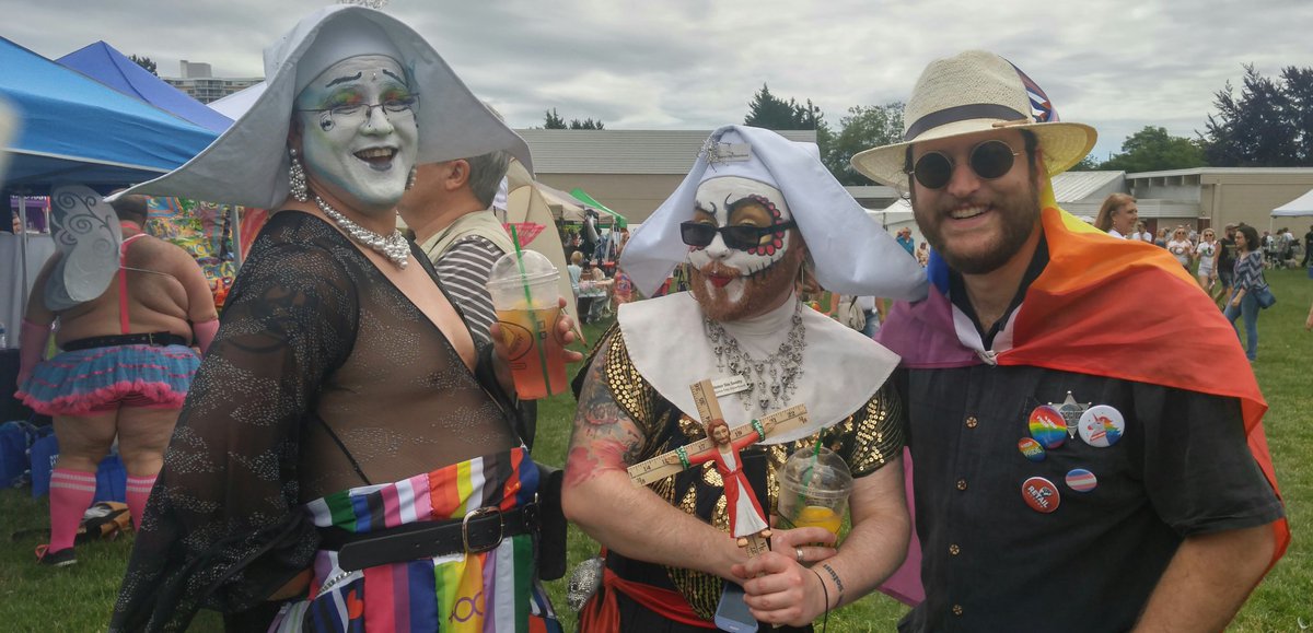 Ran into a couple of the <a href="/yyjsisters/">Victoria Sisters</a> at #YYJPride, looking very penitent indeed.