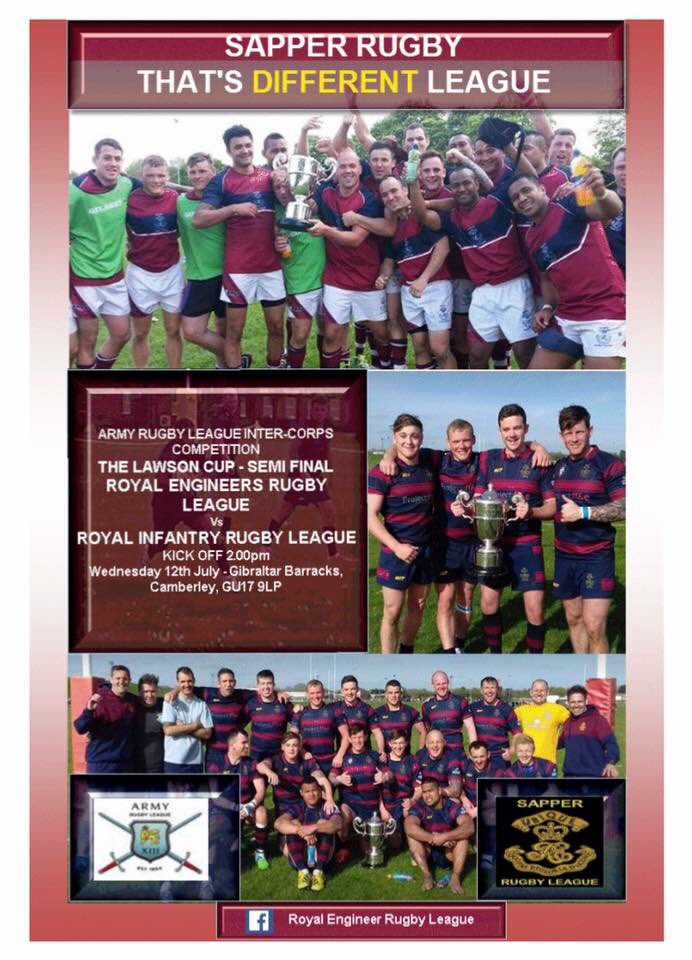 SapperPower's tweet photo. RERL v INF in the Semi final. Come support your Sappers if you can. @3RSMERegt @Commander8X @CorpsSM @Proud_Sappers #21Unbeaten #3inarow 🏉💪🏉 https://t.co/58Dgxooer2