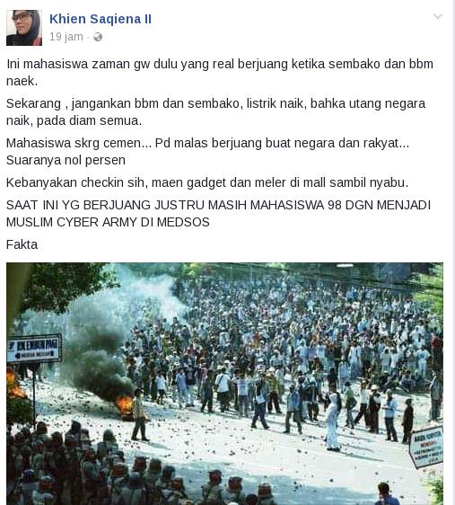 MCAOps's tweet photo. Mahasiswa Sekarang Sibuk Mesum!  Saat ini yg Berjuang Tinggal Mahasiswa '98
dgn Menjadi Muslim Cyber Army (#MCA)!
https://t.co/DIDZk261ee