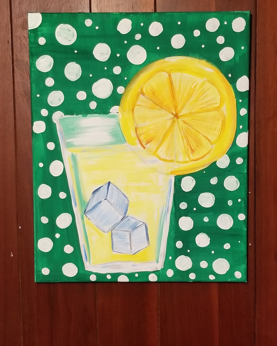 LiveArtofAngela's tweet photo. 👩‍🎨Demo painting progress🙄🍋🍓🍹🍨🏖 #thejoysofsummer #icecold #lemonade #tiki #paradise https://t.co/rzamBu8qJ3
